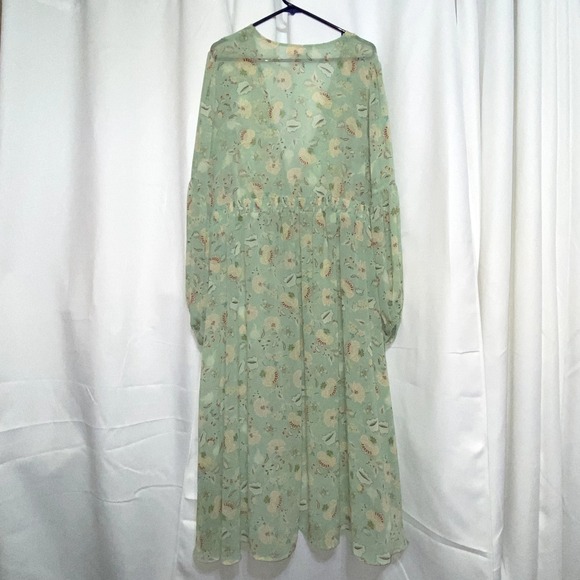 Torrid Festi Floral Sheer Dress Women Sz 4 Green Multicolor Long Sleeve Pullover - Picture 2 of 7